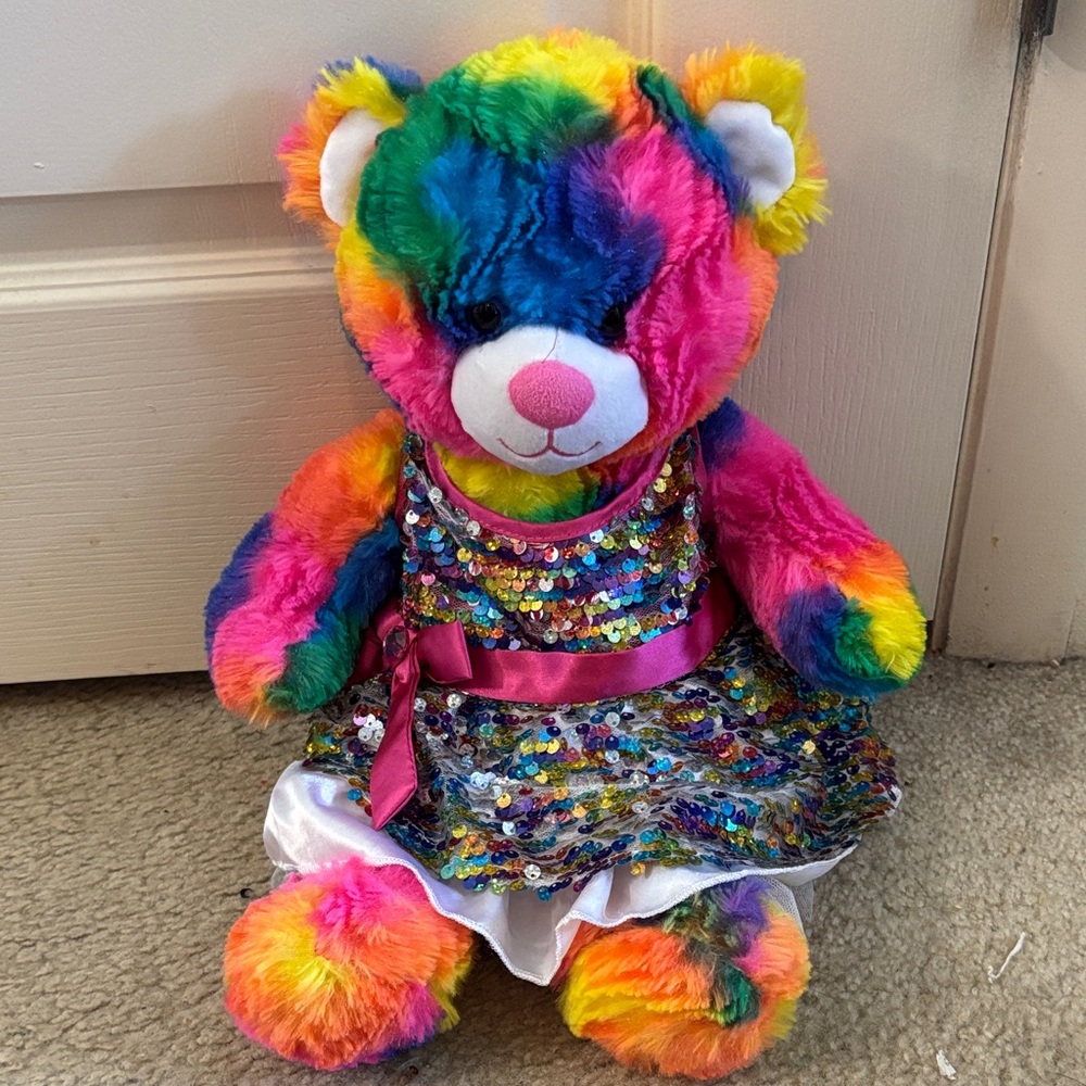 Rainbow Build-A-Bear with Sequin Dress